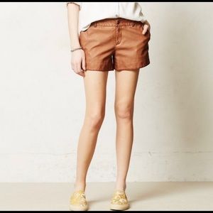 Pilcro and the letterpress Anthropologie Brown Vegan Leather Shorts